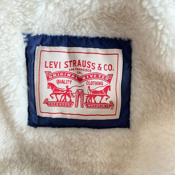 Levi Strauss Women's Puffer Sherpa Jacket Navy Sz M - Picture 6 of 16